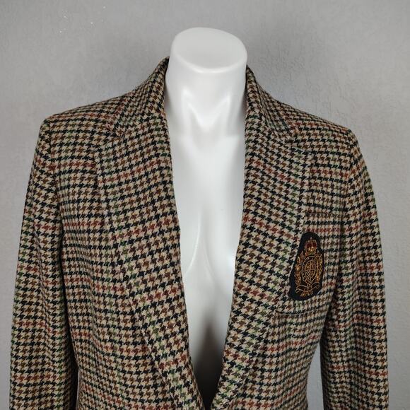 Ralph Lauren Bullion Crest Plaid Wool Blend Blazer Size 12 - Picture 11 of 16